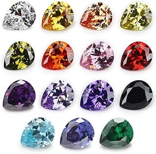JINGANGZUO Pear Shape Cubic Zirconia Synthetic Gemstone Mix 15 Colors 5A Loose CZ Stone for Jewelry Making