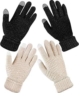 Sunscreen Women's Winter Touchscreen Gloves, Warm Fleece Lined Knit Gloves with Elastic Cuff, Multi, 12