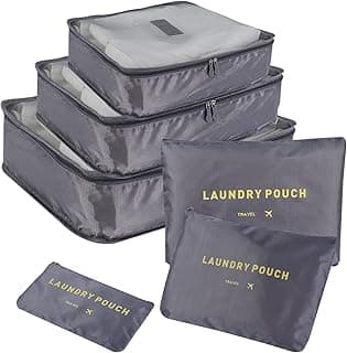 SKY-TOUCH SKY-TOUCH 6Pcs SET Travel Luggage Organizer Packing Cubes Set Storage Bag Waterproof Laundry Bag Traveling Accessories - Grey