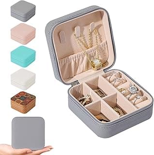 Travel Jewelry Case Jewelry Organizer Box, Portable Mini Storage Box for Rings, Earrings, Necklaces, Gift for Women, Gray