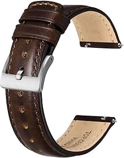 BISONSTRAP Leather Watch Strap for Men and Women, Oil Pull-Up Leather, Quick Release Replacement Bands, Band Width 18mm 20mm 22mm