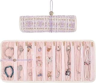 Portable Travel Jewelry Roll Organizer, Velvet and PVC Material, 17 Zippered Pockets, Tangle-Free Storage Bag for Necklaces, Earrings, Rings, Bracelets