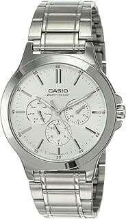 Casio Watch Men'sAnalog Multi Hands Black Dial Stainless Steel Band