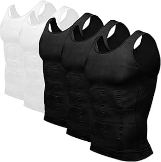Odoland Mens 5 Pack Body Shaper Slimming Tummy Vest Thermal Compression Shirt Tank Top Shapewear