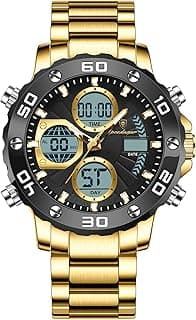 HENGMINGSHENG Men's watch, multi-function double display electronic watch, LED light, waterproof and wear-resistant, avant-garde design, breakthrough routine