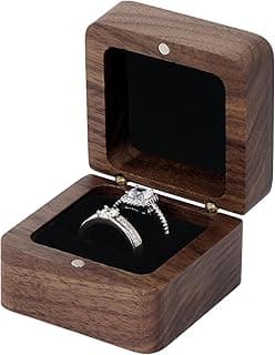 Aputue Aputue Wooden Jewelry Box, Solid Walnut Wood Ring Display Case with Velvet Lining, Elegant Vintage Style Jewelry Storage Organizer for Women, Perfect for Wedding Engagement and Anniversary Gifts