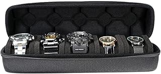 AUKURA AUKURA 5 Watch Storage Box with Sponge Cushion for 5 Watches (Black)