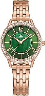 Kenneth Scott Women’s Analog Watch | Green Dial, Rose Gold Case & Strap, 32mm-K23537-RBKMG