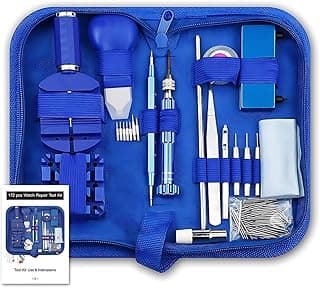 Azulmart Watch Repair Kit Watch Link Removal Tool Clock Battery Replacement Set with Carrying Case, Including Clock Back Case Opener & Spring Bar Precision Screwdriver Set for Watchband Link Adjustment Fixing