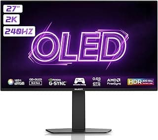 Majesty OLED Gaming Monitor 27 Inch 2K QHD | QD-OLED | 240Hz | 0.03ms | HDR400 | 120% sRGB | 10-Bit | G-SYNC & FreeSync | HDMI 2.1 | DP | VESA | Built-in Speakers | RGB Back | Flexible Stand