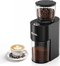 Royal V60 Conical Burr Coffee Grinder, 40mm Burrs, 38 Grind Settings, 200W AC Copper Motor, 150g Bean Capacity, 150g Ground Container, 350-450 RPM - Perfect for Espresso & Drip Ready | 2-Year Warranty