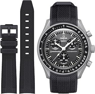 Stanchev Omega X Swatch MoonSwatch/Rolex Watch Strap 20mm Soft Silicone Speedmaster Replacement Band Curved Without Gaps Suitable