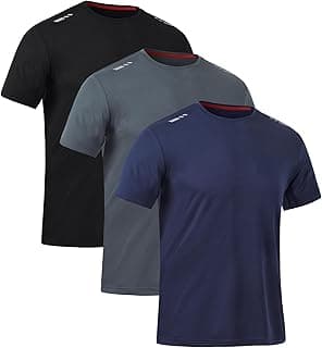 Zoofly Mens Tshirt 3 Pack Gym Workout T Shirts Quick Dry Sports T-Shirt Crew Neck Short Sleeve Athletic T Shirt