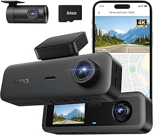70mai T800E 3 Channel Dash Cam Front + Rear + Inside, 4K+1080P+1080P Car Dash Camera, 64GB SD Card Included, GPS, Wi-Fi 6, Night Vision, Loop Recording, Supercapacitor, Optional 24H Parking Mode