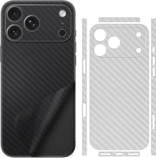 2 Pack iPhone 17 Pro Max Skin Wrap, 3M Transparent Matte Carbon Fiber Sparkle Phone Sticker Film, Vinyl Decal Glass Protector for Back Side, Scratch Resistant, Oil-Proof, Wireless Charging Compatible