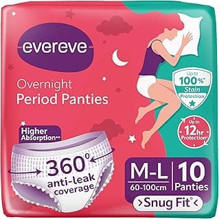 Evereve Evereve Ultra Absorbent Disposable Period Panties, M-L, 10's Pack, 0% Leaks, Sanitary Protection For Women & Girls, Maternity Delivery Pads, 360? Protection, Postpartum & Overnight Use, Heavy Flow