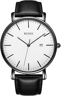 BUREI Men's Stainless Steel Fashion Watch Japan Movement Quartz Wristwatches for Men 42mm Luxury Classic Watch