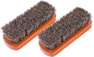 Sorandy Sorandy Wooden Horsehair Shoe Brushes Soft Flexible Dress Shoe Care Polishing Tool for Home Cleaning Natural Wood Color L and M (mahogany color medium)