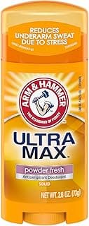 Arm & Hammer Ultra Max Deodorant- Powder Fresh- Solid Oval, Made With Natural Deodorizers, 2.6 Oz Single Piece