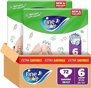 Fine Baby Double Lock, Size 6, Junior, 16+ kg, Giant Saving Box, 72 Diapers