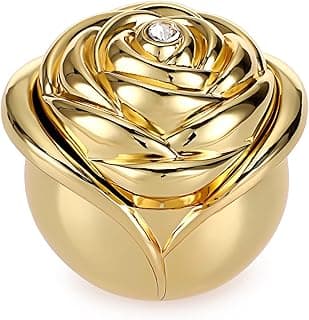 Excefore Rose Shape Vintage Jewelry Box - Elegant Gold Metal Trinket Organizer with Lined Interior, Decorative Keepsake Case for Rings, Earrings & Necklaces, Ideal Gift for Women