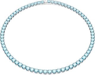 Swarovski Matrix Tennis Necklace and Stud Earrings Set, White Round-Cut Crystals in a Rhodium-Plated Setting, from the Matrix Collection