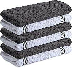 Infinitee Xclusives Premium Kitchen Towels – Pack of 6, 100% Cotton 40cm x 70cm Absorbent Dish Towels - 425 GSM Tea Towel, Terry Kitchen Dishcloth Towels- Grey Dish Cloth for Household Cleaning