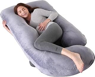 cauzyart Pregnancy Pillows for Sleeping U-Shape Full Body Pillow and Maternity Support - for Back, Hips, Legs, Belly for Pregnant Women with Removable Washable Cover(Dark Gray)