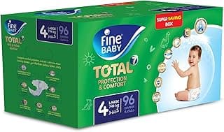 Fine Baby Diapers, Size 4, Large, 7-14 kg, 96 Diaper