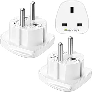 LENCENT LENCENT 2Pcs UK to EU Euro Europe Plug Adapter, Grounded European Travel Adapter for Spain Germany France Portugal Greece Russia Netherlands Turkey and more (Type E/F)