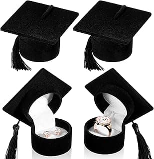 NALACAL 4 Pcs High School Graduation Hat Ring Box for Jewelry Gift Graduation Gift Box High School Class Ring Box Creative Hat Ring Earring Box for School Class 2023 Grad Celebration Party Supplies