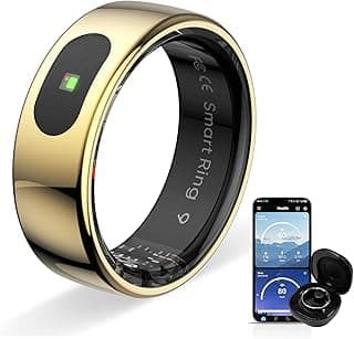 Smart Ring for Men & Women - Electronic Tasbih, Heart Rate/Sleep Monitoring, 5ATM Waterproof, Touch Control,Long Battery Live, No Subscription, iOS/Android (Gold, #10)