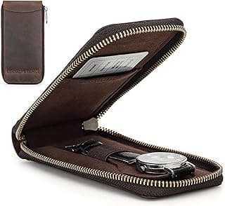 Aputue Aputue Leather Watch Travel Case, Premium Watch Storage Pouch with Soft Interior, Slim Design Watch Protector Case, Ideal for Business Travel and Daily Watch Protection