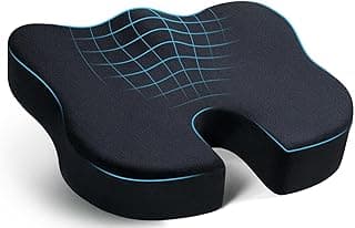 Dreamer Car Seat Cushion, Office Chair Cushion, Seat Cushion, Memory Foam Chair Cushions for Tailbone, Sciatica, Lower Back Pain Relief (Velvet Cover, Black)