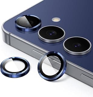 JETech Camera Lens Protector for Samsung Galaxy S25 FE, 9H Tempered Glass Metal Individual Ring Cover, HD Clear, 1 Set (Navy)