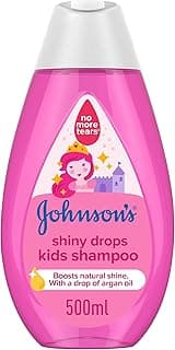 Johnson's Shiny Drops Kids Shampoo, with a Drop of Argan Oil, Boosts Hair’s Natural Shine, No More Tears Formula, Dye, Sulfate & Alcohol Free, Hypoallergenic, Dermatologically Tested, 500ml