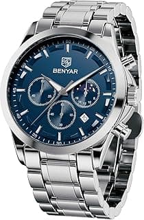 BENYAR BY BENYAR Mens Watches Analog Quartz Chronograph Waterproof Wrist Watches for Men Business Work Casual Designer Dress Watch with Calendar Elegant Gifts for Men