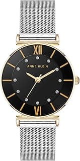 Anne Klein Women's Glitter Accented Mesh Bracelet Watch, Black