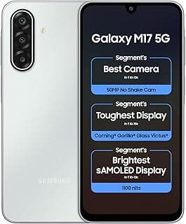 Samsung Galaxy M17 5G (Moonlight Silver, 6GB RAM, 128GB Storage)| Circle to Search| Gemini Live| 50MP OIS Triple Camera| IP54 Rating| Gorilla Glass Victus| AI| 6 Gen of OS Upgrades| Without Charger