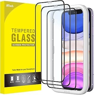 JETech Full Coverage Screen Protector for iPhone 11/XR 6.1-Inch, Black Edge, Tempered Glass Film with Easy Installation Tool, Case-Friendly, HD Clear, 3-Pack