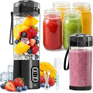 Xoopla 700ML Portable Blender 6000 mAh Rechargeable Juicer Smoothie Maker 360W 22000 RPM Turbo Steel Blades Speed Crush Ice/Frozen Fruits BPA-Free Mini Small Blender For Outdoor Travel Office Gym Home