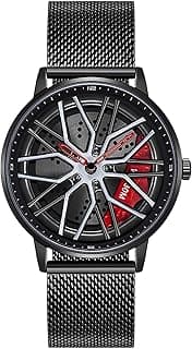 MASTOP Men's Car Watch Creative Hollow Design Waterproof Quartz Analog Stainless Steel Strap Suitable for Men and Car Enthusiasts