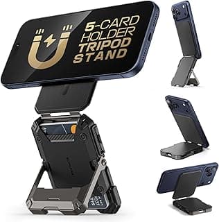 SUPCASE for MagSafe Wallet with Stand, Magnetic Wallet for Men, [Hold 5 Cards] [Adjustable Stand] [RFID Blocking] Phone Credit Card Holder Tripod for iPhone 17/16/15/14/13/12 Series, Black