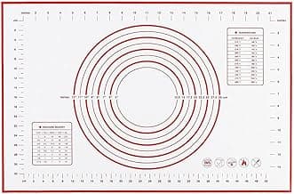 SKY-TOUCH Baking Mat, Non-Stick Silicon Rolling Pastry Mat, 60 * 40cm Silicon Baking Sheets Mats,Kneading Pad Sheet Glass Fiber Rolling Dough Large Size for Cake Macaron Kitchen Tools, Red,White