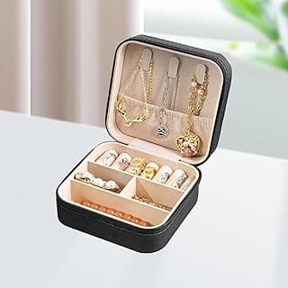 Travel Jewelry Organizer Small Jewelry Box for Women Girls - Portable Jewelry Organizer Storage Case with Mirror for Necklace Rings Earrings, Ideal Gifts
