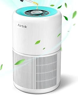 AIRTOK HEPA Air Purifier for Bedroom Home with Fragrance Sponges | 4-In-1 H13 True HEPA Air Filter for Smoke Dust Pollen Pet Dander Odors,99.97% Removal to 0.1 Microns | Ozone-Free, Night Light
