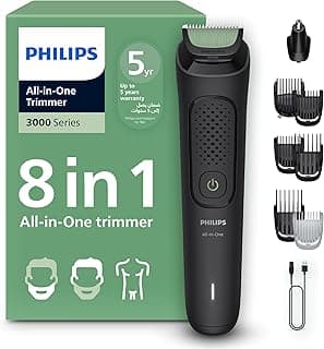 Philips 8-in-1 Multi Grooming Kit MG3940/15 | Beard, hair & nose trim | Adjustable 3–7 mm comb + hair & body combs | 70 min cordless | Washable attachments | USB-A charging | Pouch