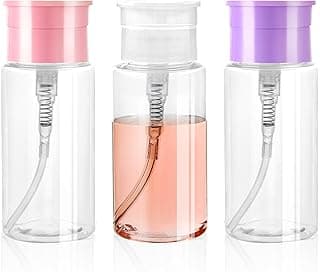 YelaJoy YelaJoy Empty Pump Dispenser 3 Pack, 200ml Refillable Leakproof Bottles with Color-Coded Caps for Nail Polish Remover, Toner, Makeup Remover, Dish Soap (Not for Pure Acetone)