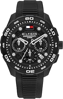 Tommy Hilfiger Chronograph Quartz Watch with Calendar for Men with Black Silicone Bracelet - 1792233