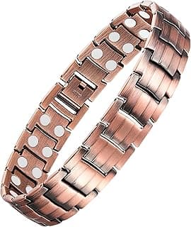 Feraco Feraco Men's Magnetic Bracelet - Elegant 99.99% Solid Copper With Double-Row Strong Magnets - Magnetic Field Therapy Jewelry